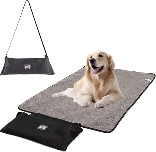 Bibykivn Manta Perro,Manta para Mascotas,Manta Impermeable Perro,Plegable y portátil, Tela Oxford fácil de Limpiar, Disponible en Ambos Lados,Parques, Viajes para Acampar, 100 * 70 cm (Negro)