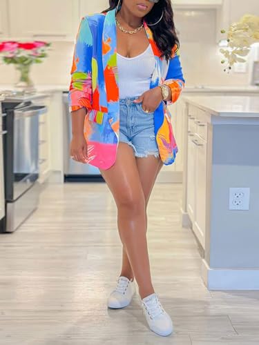 XZLUFNY Blazers Jacket for Women Office Work Business Multicolor Long Sleeve Open Front Coat2