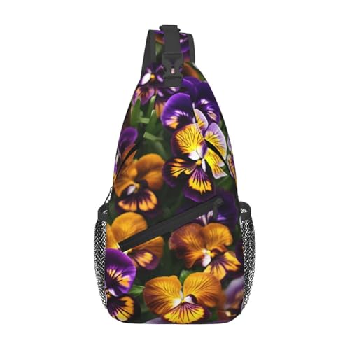 Mochila tipo bandolera negra con estampado floral miniatura 1