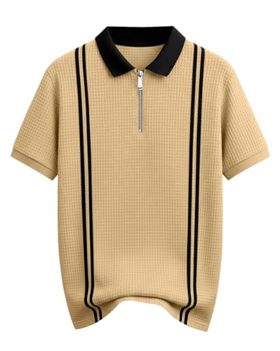 Image of AUSK Men Casual T-Shirt, Texture Printed Half Sleeve Tshirt for Mens, Polo Tshirt