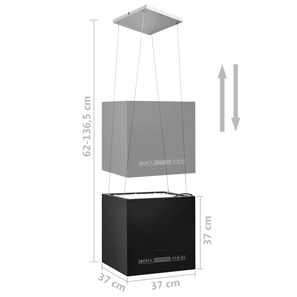 Cappa a isola sospesa con sensore touch LCD 37 cm in acciaio rivestito