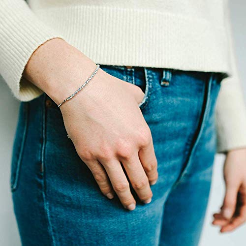 Tirafina Blue Topaz And Lab-Created White Sapphire Adjustable Bolo Bracelet, Sterling Silver, Easy-On Easy-Off (6, 7 And 8 Inch Wrist Size) #TOP3