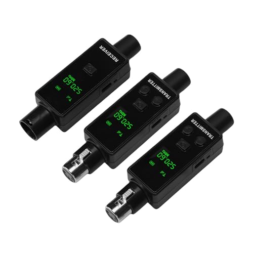 Yunseity Wireless XLR Transmitter Receiver, Adaptador de Micrófono Inalámbrico Recargable, 2.4Ghz, para Micrófono Condensador, Sistema PA, Mezcladora de Audio (1 para 2) miniatura 1