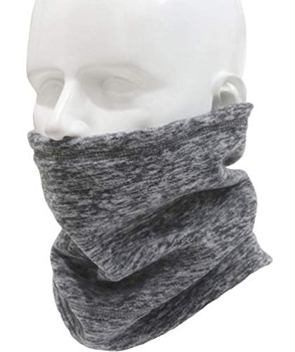 2Way ネックウォーマー フリース マフラー ・帽子・ヘッドバンド 防寒 キャップ・ ネック ゲーター・フェイスマスク・フェイスガード ビンテージ 防寒 防風 ストレッチ チューブ Type:Q-MBL (GRAY)