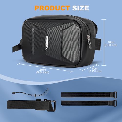 Febabilo Bike Waterproof Handlebar Bag, Hard Shell Bike Front Bag, 3.2L Bicycle Handle Bar Storage Bag, Bike Frame Pouch Pack With Shoulder Strap Removable For Road Mountain Bike thumb #6