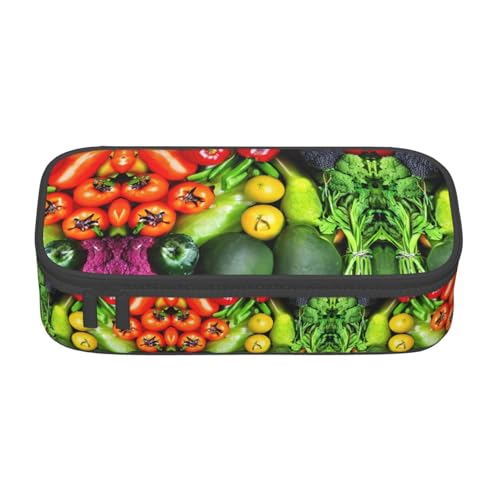 YHBLYKXP Bolsa de almacenamiento de gran capacidad con estampado de verduras frescas, caja de suministros de oficina, bolsa de maquillaje, organizador de escritorio con