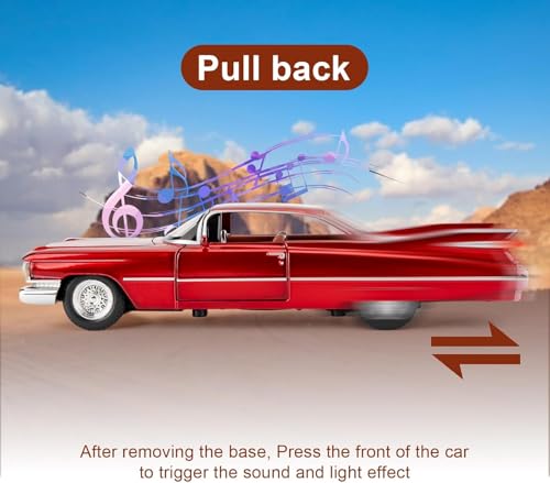 Image of FEXXA 1:32 Scale Die Cast Eldorado Cadillac Exclusive Alloy Metal Pull Back Die-cast Car Model with Sound Light Mini Auto Toy for Kids Metal Model Toy Car with Sound and Light? (1.32 Eldorado-Red)