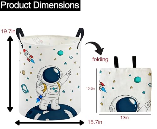 Image of ESSME Kids Laundry Basket,Space Hamper Collapsible Canvas Waterproof Storage Bin foBoys, Cute Hamper,Gift Baskets(Astronaut)