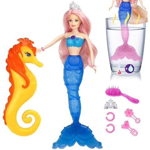 BETTINA Magic Color Changing Mermaid Doll, Princess Mermaid Toy with Seahorse & Dolls Accessories - Vibrant Pink Hair and Transforming Tail, Mermaid Gifts Toys for Girls Aged 3-7 Cover