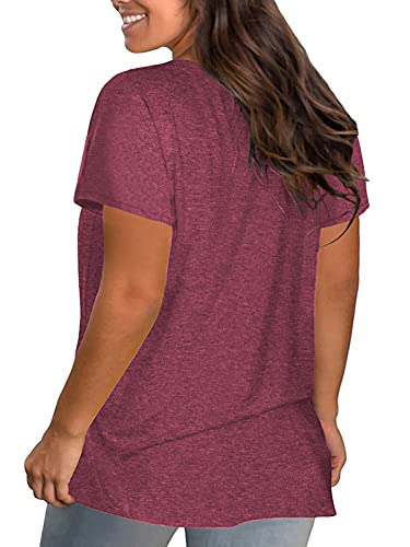Image of DOLNINE Plus-Size Tops for Women Casual Short Sleeve Color Block T-Shirts | Basic Going Out Tees, Summer Trendy Loose Fit Tunics