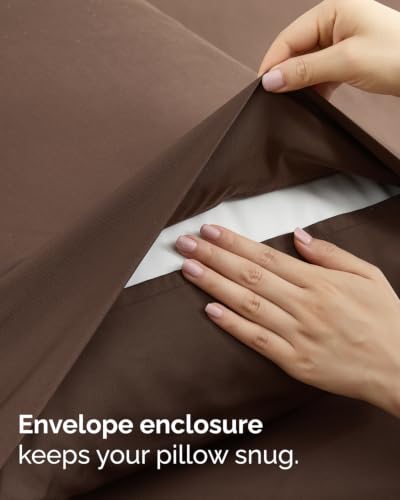 Image of Cal King 6 Piece Bed Sheet Set - Soft & Cooling Sheets - Chocolate Brown