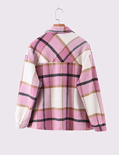 Image of Girls Flannel Plaid Button Down Long Sleeve Shirt Jacket Shackets