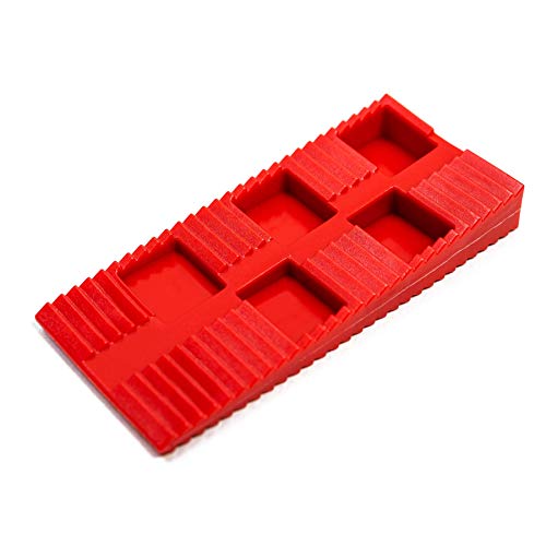 Premium Keile Kunststoff (130 Stück) - Plastik Keile als Abstandshalter - Abstandhalter Terrassendielen & Fenster - Unterlegkeile, Unterlegplatten, Abstandskeile, Montagekeile im Set - Farbe: Rot