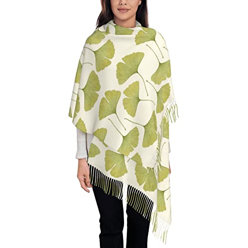 Green Ginko Leaves Fashion Scarf Super Soft Cashmere Pashmina Shawl Cape For Women Girls3