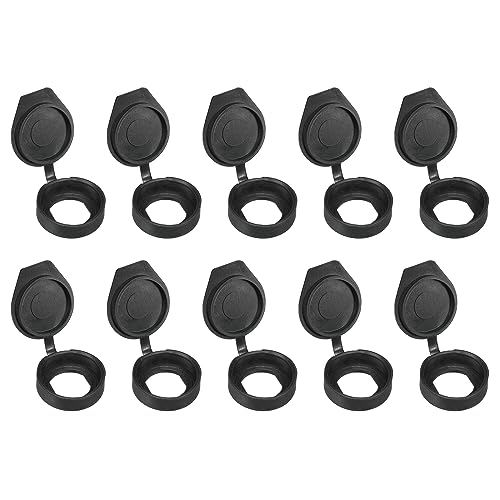PATIKIL 22mm Door Lock Dust Cover, 10 Pack PE Plastic Waterproof Keys Panel Cam Lock Dust Cover Caps for 22mm Cam Lock, Black