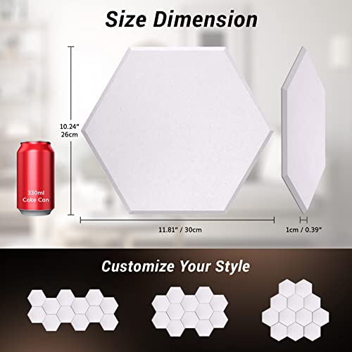 Image of 36 Pack High Density Hexagon Acoustic Panels, TONOR 12 inchx 10 inchx 0.4 inch Soundproof Wall Panels, Sound Absorbing Panels for Interior Wall Decor, Peel and Stick Modern for Studio, Office, Home, White