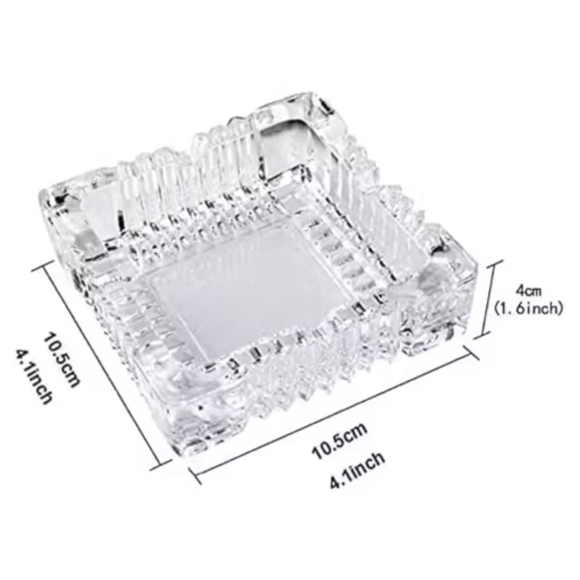 Crystal Clear Glass Ash Tray for Cigarettes and Cigars