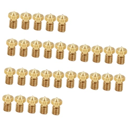 SOLUSTRE 30pcs Printer Nozzle for Extruder Threaded Brass Nozzle Compatible Filament for Desktop Printing Consumables Ex