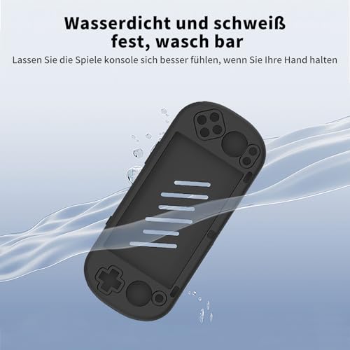 Schutzhülle für Trimui Smart Pro 5 inch, MOWYEOK Weiche Silikonhülle, Mit Stoßdämpfung, Anti Rutsch und Anti Kratz Funktion, Kompatibel mit Trimui Smart Pro 5 inch Hülle, mit Schlüsselband– Schwarz