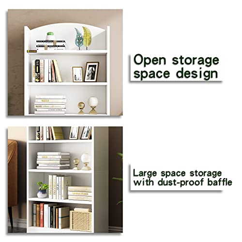 Alisened 5 Shelf Bookcase, 47" Wood Tall Bookshelf And Bookshelves, Multifunctional Storage Organizer Shelving For Bedroom Library Living Room Home Office, White #TOP3