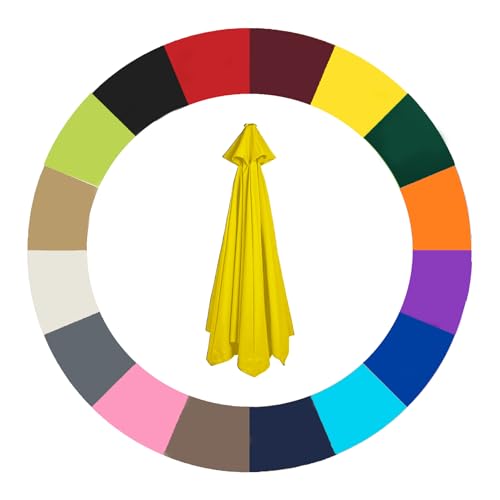 Toile parasol 8 baleines jaune avec poches renforcées pour mât de 2,7m