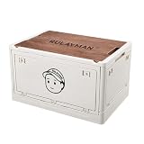 RULAYMAN 【折りたたみ 収納ボックス Amazon.co.jp限定カラー】55L アウトドアテーブル 蓋付き 積み重ね エコリサイクル素材 全方向から取り出せる 衣類 布団 おもちゃ 小物 収納大型 プラスチック キャスター付き 組立簡単 防カビ 防湿 厚み 強い耐荷重 大容量 家庭用 車用(ホワイト)