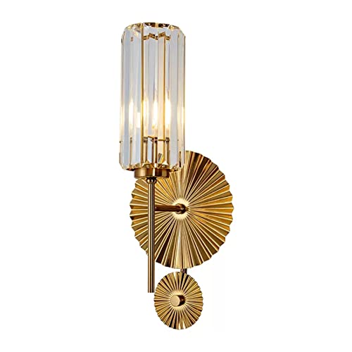 ALHLL Lámpara de Pared Lámpara de pared totalmente de cobre, pared de fondo de TV for sala de estar, lámpara de noche for dormitorio, lámpara de pared retro de cristal de lujo Apliques de Pared