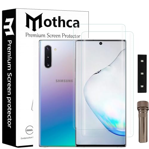 Image of Mothca Curved UV Tempered Glass Screen Protector for Samsung Galaxy Note 10 Plus | Transparent | Pack of 2 | Borderless Full Screen Coverage with UV Installation Kit