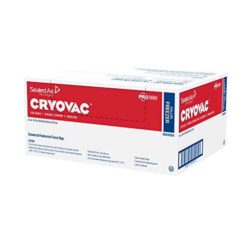 CRYOVAC Resealable Double Zipper Gallon Freezer Bags - Professional Pack (250 Count)