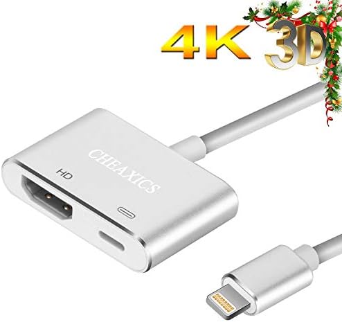 CHEAXICS Compatible with Phone X 8 7 6 5 Pad Pod HDMI Cable, Digital AV Adapter, 2018 Latest Plug and Play 1080P Audio AV Connector