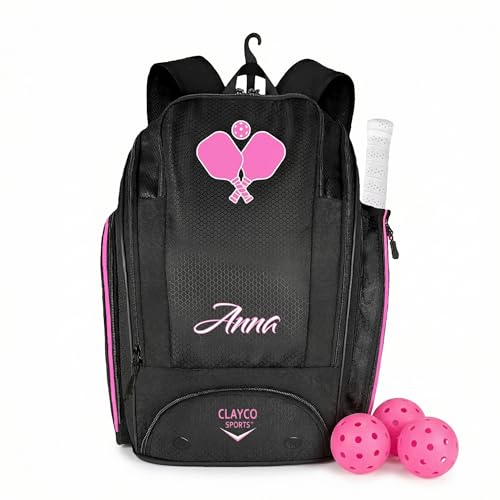Pink Pickleball Backpack with Paddles, Shoes & Fence Hook