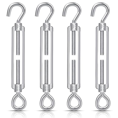 4 Piezas Tensor De Gancho y Ojo M6 Para Cables, Tensor De Acero Inoxidable Resistente, Tensor De Cable, Tensor De Cable, Tensor De Alambre Para Luces De Cadena De Bricolaje, Imágenes Colgantes