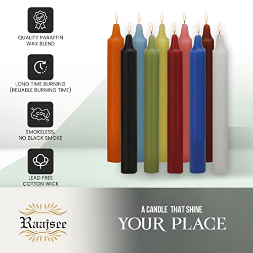 Raajsee Unscented Mini Taper Candles (Multi-Color) | 4 Inches Dinner Candle Sticks| Smokeless, And Dripless| Paraffin Wax With Cotton Wicks | Long Burning Time (Pack Of 40) #TOP1
