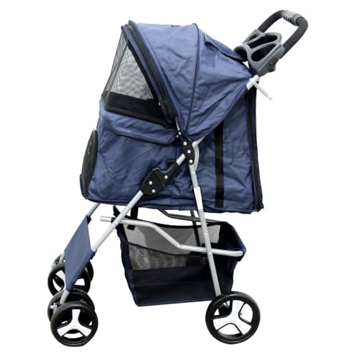 Carrinho de Passeio Pet com Porta Copo para Cães e Gatos - Preto