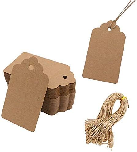 SallyFashion 100pcs Kraft Paper Gift Tags with String, Blank Gift Bags Tags Price Tags(Brown)