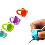 Kit 3 Adaptador Protetor Escrita Apoio De Dedos Segura Lápis