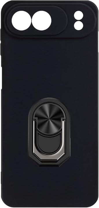 Flexible Case + Ring Holder Compatible with ZTE Nubia Air Pro Phone Shockproof Cover & Magnetic Mecha Style Finger Grip Kickstand Black+BlackRing