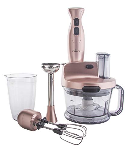 Karaca Rosegold Küchenmaschine, 1000W, 1,5 L, Multifunktional Standmixer, Edelstahl Messer, Stabmixer, Extra Leichtes…