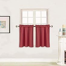 Home Collection 2 Panels 100% Blackout Curtain Set Solid Color with Rod Pocket Short Tier Drapes for Kitchen, Dinning Room, Bathroom, Bedroom,Living Room Window New 58 Wide X 23 Long, Burgundy