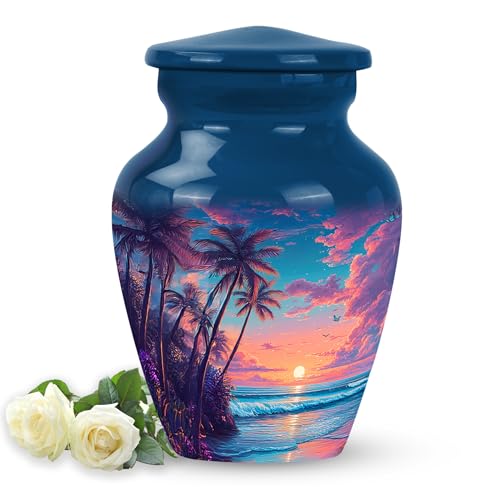Image of Beach Urn - Miniture Urn for Mom & Dad - 3 Inch - Pack of 1 - Ash Keepsakes for Human Ashes - Human Remains Urns - Burial Decorative Urns for Mom & Dad