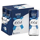 Kronenbourg 1664 Biere 0% Lager Beer 330ml Can (Pack of 6)