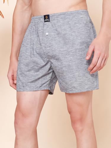 Image of Urban Scottish Men's Pack of 2 Cotton Printed Boxers with Side Pockets