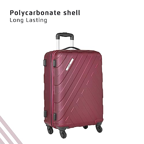 Image of Safari Ray 77 Cms Large Check-in Polycarbonate Hardsided 4 Spinner Wheels Luggage /Suitcase /Trolley Bag (Wine Red)
