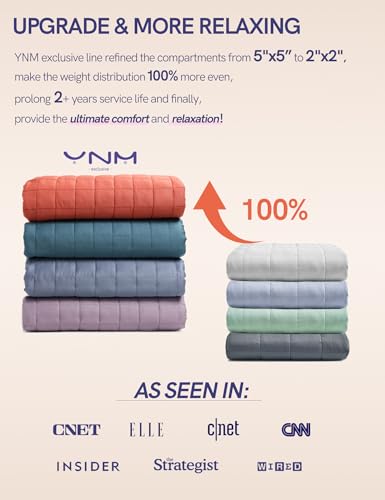 YnM Weighted Blanket,Heavy 100 Percent Oeko-Tex Certified Cotton Material, Bed Blanket for One Person of 210lbs, Ideal for Queen/King Bed (60x80 Inches, 22 Pounds, Navy)