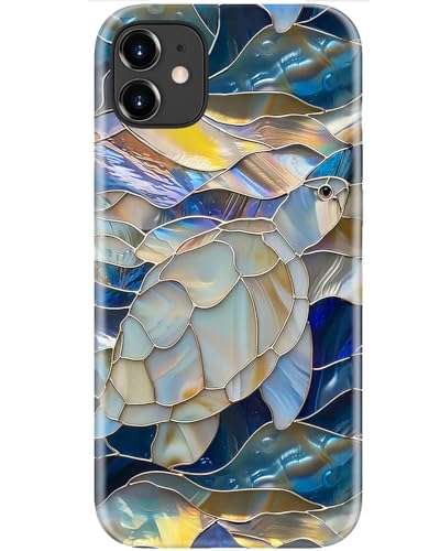 Image of Goodon for iPhone 12 Mini Case Cute - Wireless Charging Compatible - Dual-Layer Hard Shell + Silicone Cover - Protective Phone Case with Trendy Designs for Women - Abstract Sea Turtle | Dual-Layer Hard Shell + Silicone, Slim Fit Protective Phone Cover with Wildflower Designs for Women Girls