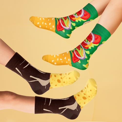 Image of Funny Donut Burger Food Socks Box, Crazy Socks for Women Teen Girls, Birthday Christmas Stocking Stuffers Gag Gifts