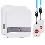 Caregiver Pager Wireless Life Alert Systems for Seniors IP55 Waterproof, Fall Alert Devices for Elde