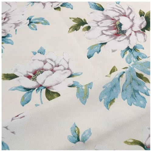 Tissu toile imprimée fleurs rouge au mètre pour couture de coussin et canapé rustique
