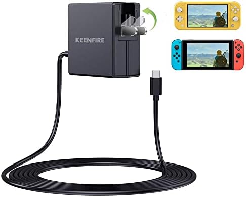 Foldable AC Adapter for Nintendo Switch and Switch Lite Switch OLED Charger,Power Supply Plug TV Mode Dock 6.5FT Cable 15V/2.6A as Official Original USB Type C Fast Charge Cord