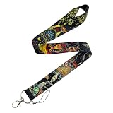 Whimsical Mushroom & Floral Lanyard with Keychain Hook & String – Trippy Toadstool Forest Pattern Neck Strap for ID Badges & Keys – Cute Cottagecore Accessory – Durable Multi-Color Tech Lanyard
